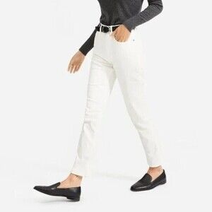 Everlane Plus Cheeky High Rise Straight Leg Jeans White Size 35 NWT